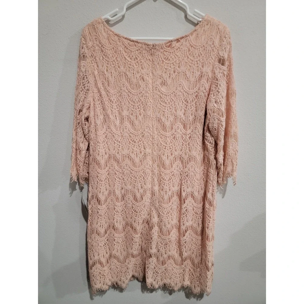 Ronni‎ Nicole Women's RN Studio 3/4 Sleeve Lace Dress Blush Pink Sz 18 NWT